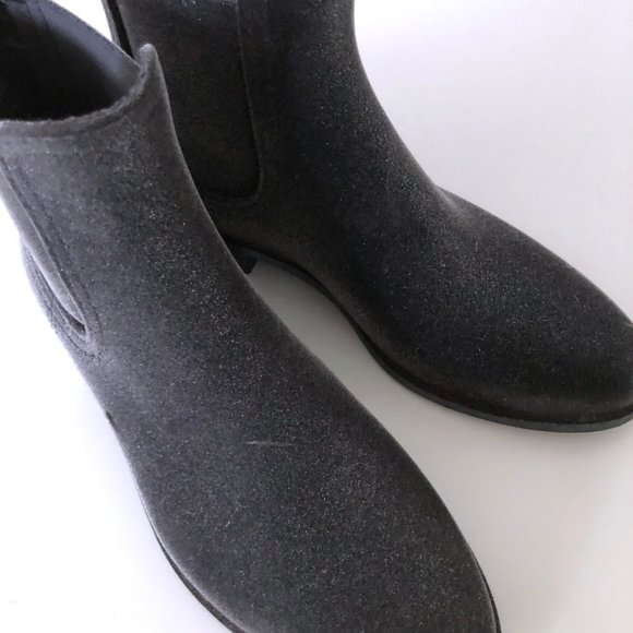 Lemon Jelly rubber boots ☂️ charcoal grey velvet texture! Sz 38 - Picture 2 of 8
